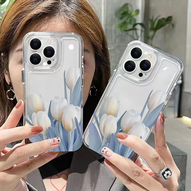 Funda de teléfono para Samsung Galaxy S24 Ultra 5G S23 FE S22 Plus S21 A55 A54 A15 A35 A53 A34 A33 con diseño de tulipán funda de silicona suave - imagen 2