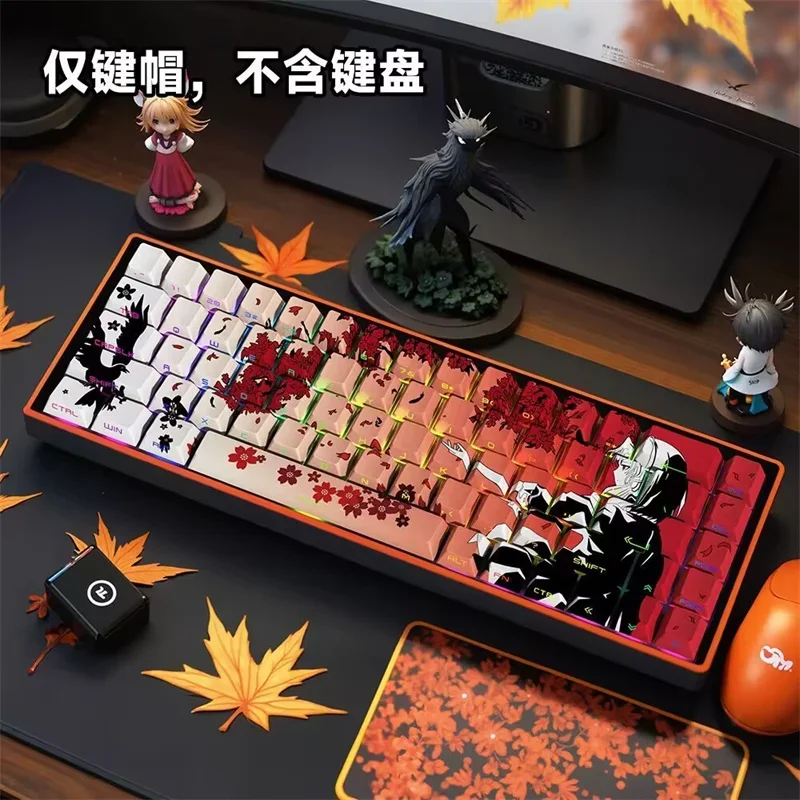 Teclado mecánico PBT Cherry Keycap para Gamer, 129 teclas, impresión lateral, retroiluminado, RGB, gradiente, interruptor Mx magnético para chica, para ATK68 Wotting - imagen 3