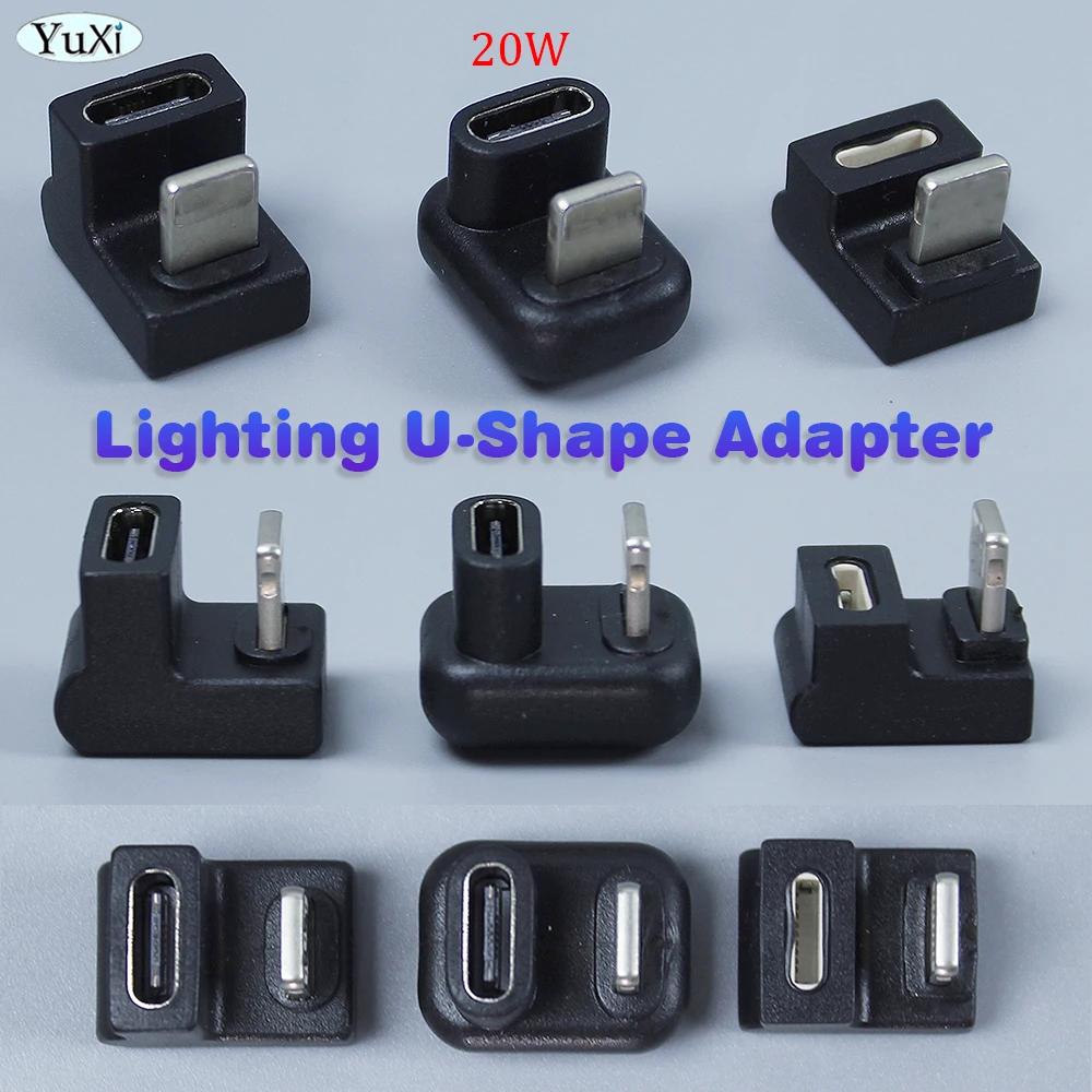 Adaptador de carga rápida PD, 20W, 10W, para USB-C IOS, convertidor de almohadilla para teléfono, codo en U, luz de transferencia de datos, adaptador convertidor Ning, 1 ud.