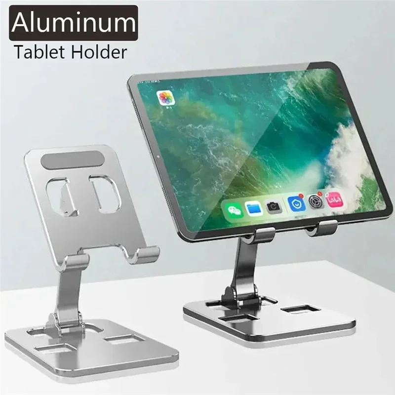 Soporte Universal de aleación de aluminio plegable para teléfono de escritorio, soporte de montaje para iPhone 15 14, soporte para teléfono móvil, tableta, soporte de Metal de escritorio