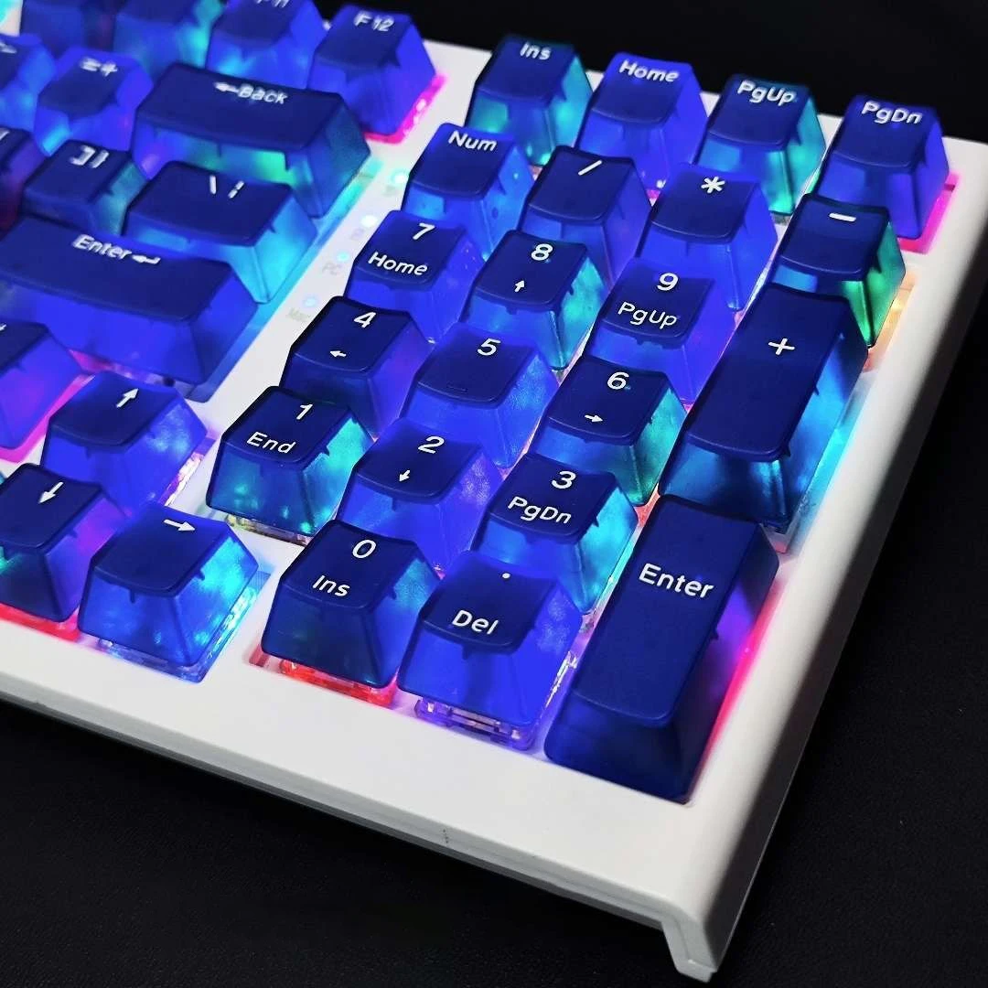 Teclas de pudín translúcido azul Klein de 114 teclas, teclas PBT retroiluminadas RGB, perfil OEM para interruptores MX, teclado de jugador - imagen 4