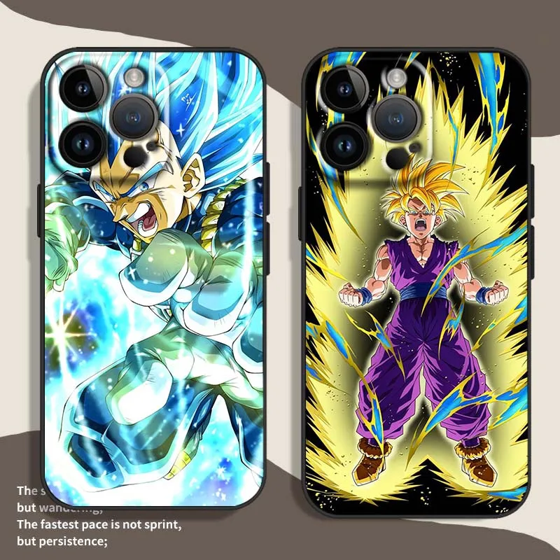 Funda japonesa D-Dragon Ball Saiyan para Apple iPhone 16 15 14 13 12 11 XS X Mini Plus Pro Max, funda negra para teléfono - imagen 2