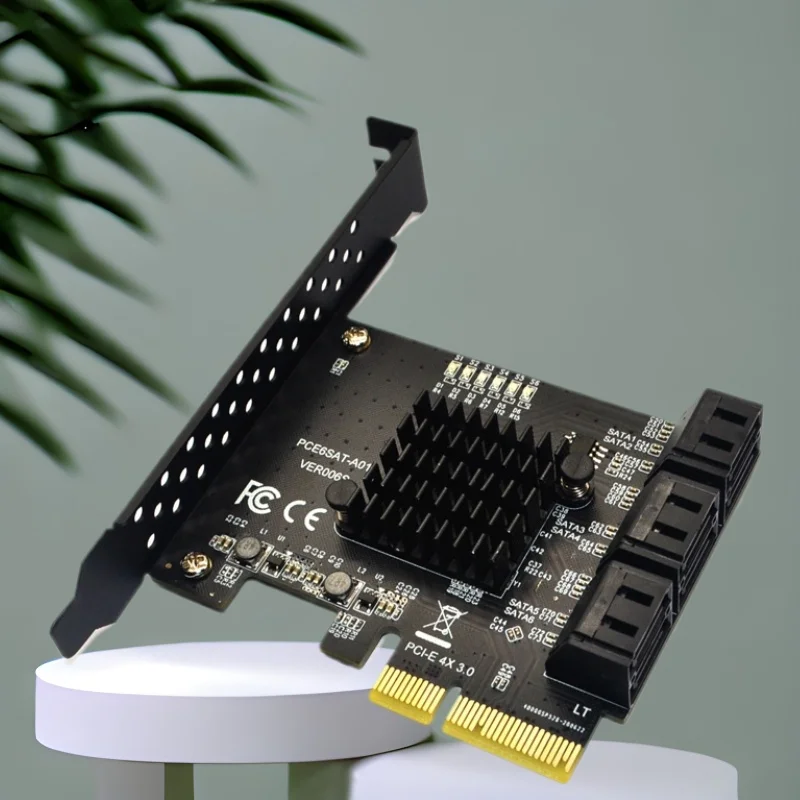 Controlador SATA 3 PCI-E/PCIE SATA de 6 puertos, tarjeta de expansión PCI Express, Chip ASMedia ASM1166 de 6Gbps, multiplicador SATA SATA3 para HDD SSD
