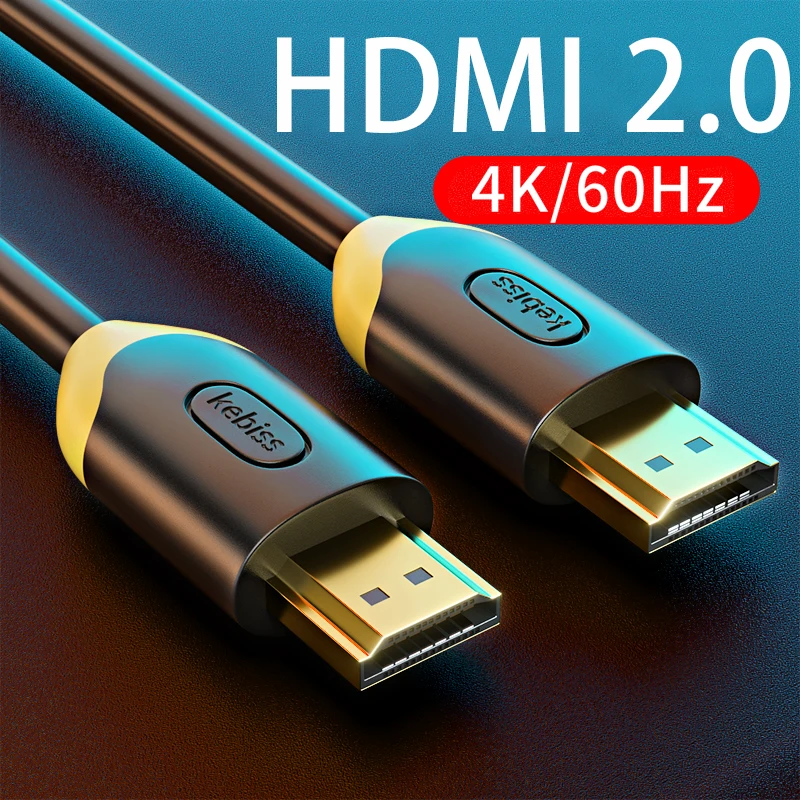 Cable de 2 piezas compatible con HDMI 2,0, 4K, 3D, para vídeo, chapado en oro, para TV HD, PS4, divisor, conmutador, ordenador, portátil, pantallas