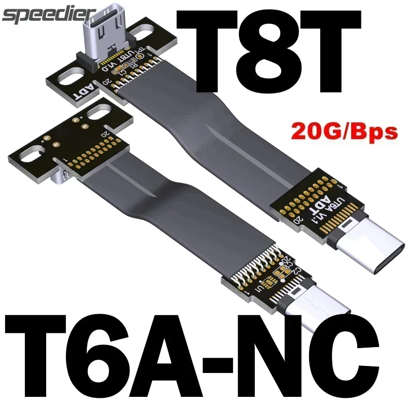 Cable plano USB 3,2 tipo C a tipo C (compatible con OTG), Cable de cinta Gen2 x2 20G/Bps para dispositivos de USB-C, datos de carga, extensión de señal USB3.2 - imagen 2
