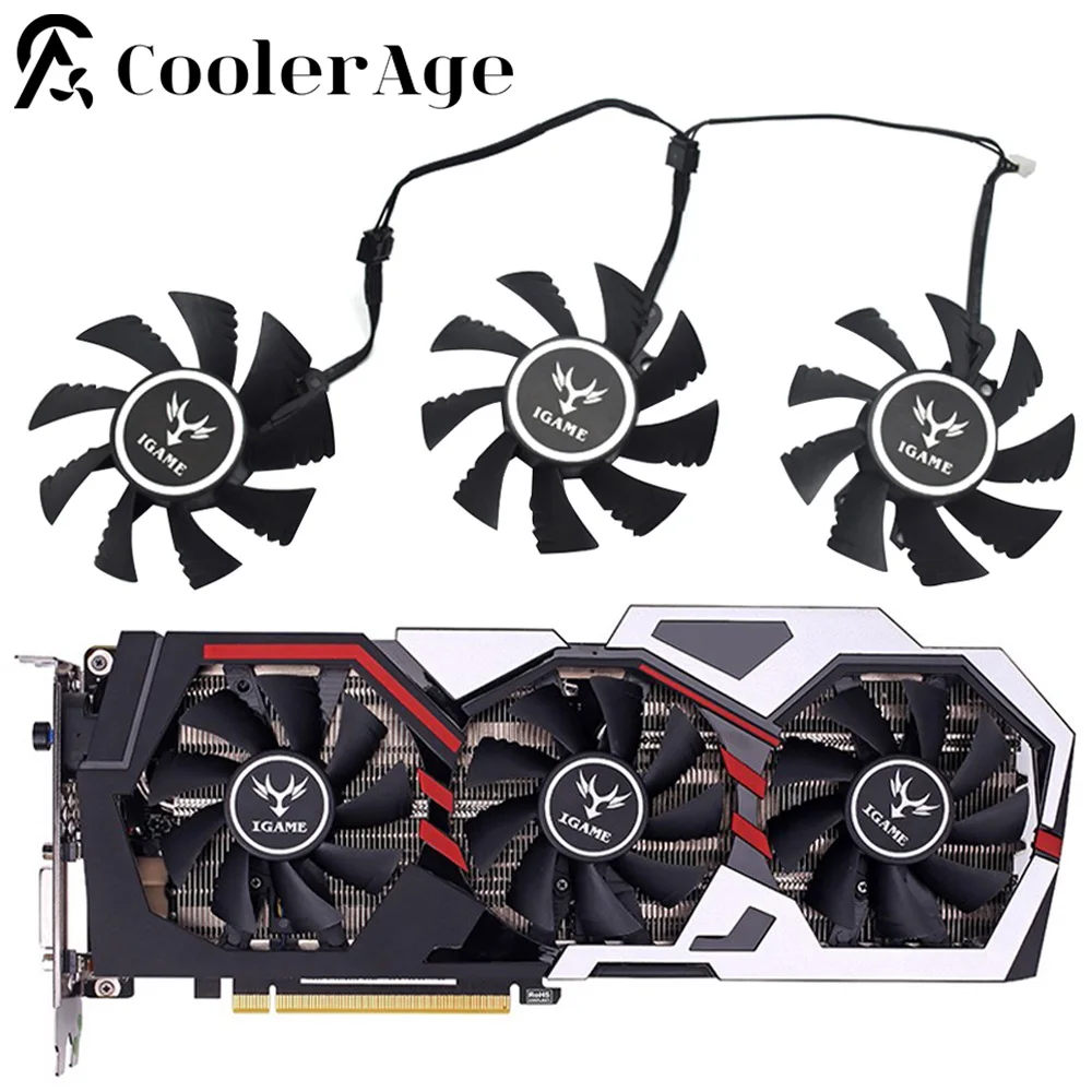 Para iGame colorido GeForce GTX 1050 1060 1070Ti 1080 ventilador de tarjeta de vídeo 75MM 4 pines reemplazo de tarjeta gráfica ventilador GPU