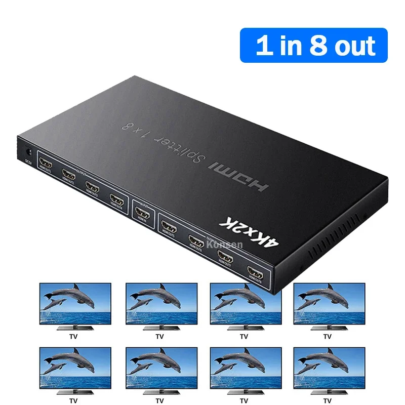 Divisor HDMI de 8 puertos 1x8 4K 30Hz divisor de vídeo HDMI 1 en 8 salidas amplificador distribuidor HDMI 8 pantalla HDMI duplicada para PC HDTV