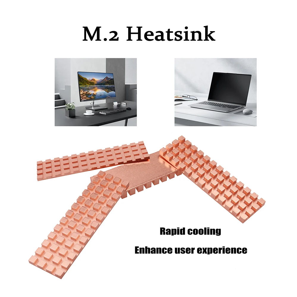 Disipador de calor M.2, conductividad térmica de cobre puro, radiador de disco de estado sólido de 386,4 W/m.k, refrigeración de 2/3/4/6mm de espesor para SSD 2280 M2