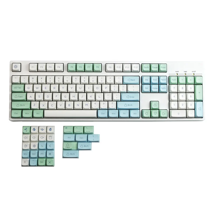 Juego de 130 teclas de cristal de hielo, tapas de tecla de menta, tinte PBT, sublimación, perfil XDA, 1,75u, 2u, MAC Shift, 1,5u - imagen 5