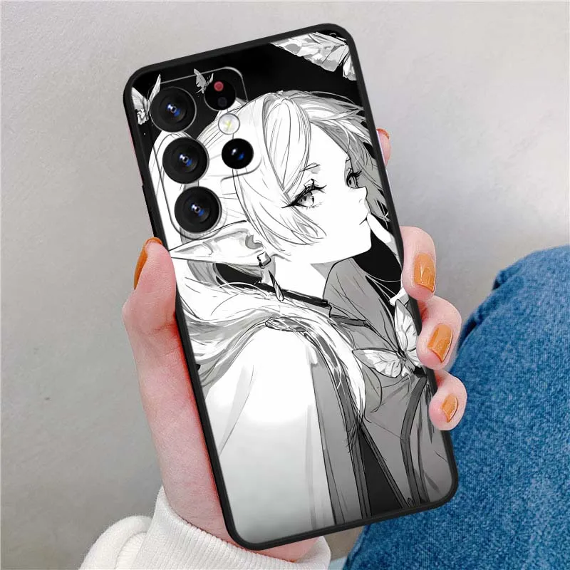 Japón Anime Frieren para Samsung Galaxy Note 20 10 9 8 A24 A34 M13 M31 M32 M52 M62 Ultra Lite funda de teléfono negra - imagen 4