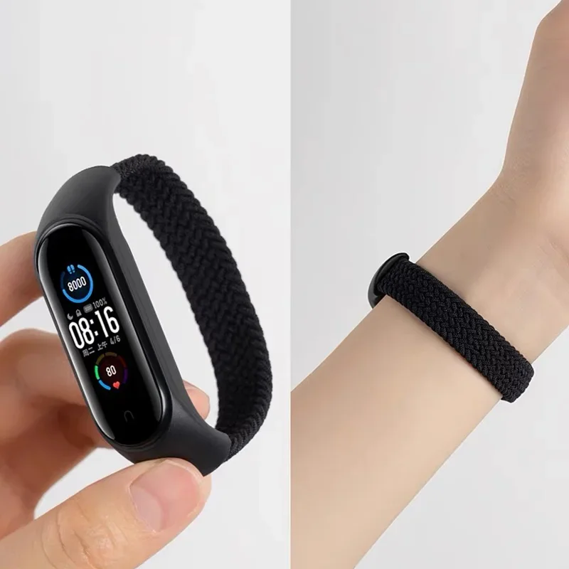 Solo Loop trenzado para correa xiaomi Mi band 7, correa de reloj de nailon, pulsera NFC, reloj inteligente Miband6, cinturón Mi band 7 6 5 4