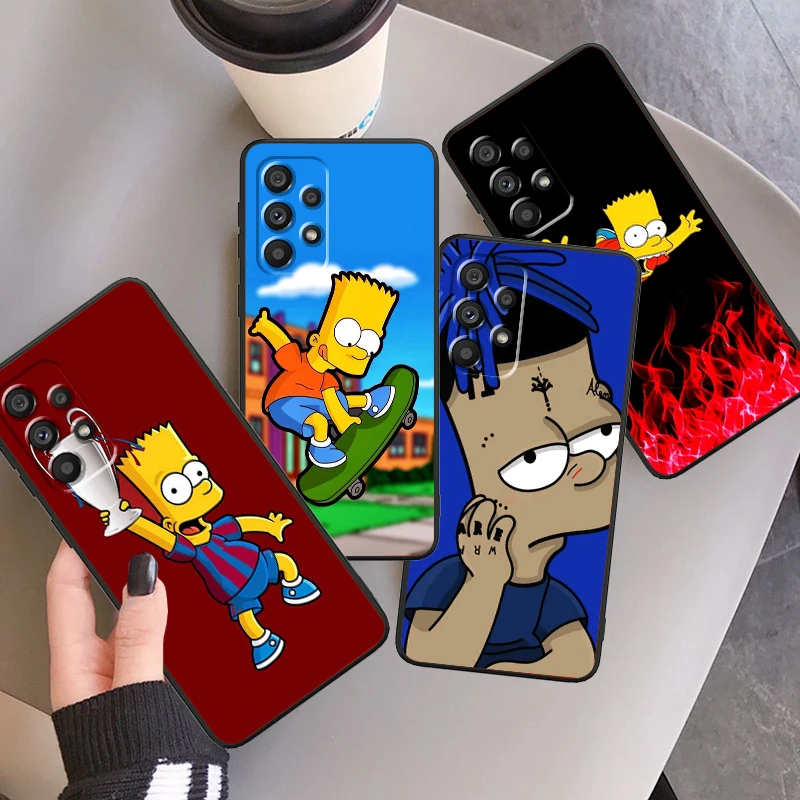 Dibujos Animados populares de Los Simpsons para Samsung, A53, A52, A33, A32, A51, A71, A21S, A13, A73, A55, A22, A23, A35, A72, A54, A12, 5G, parte trasera negra