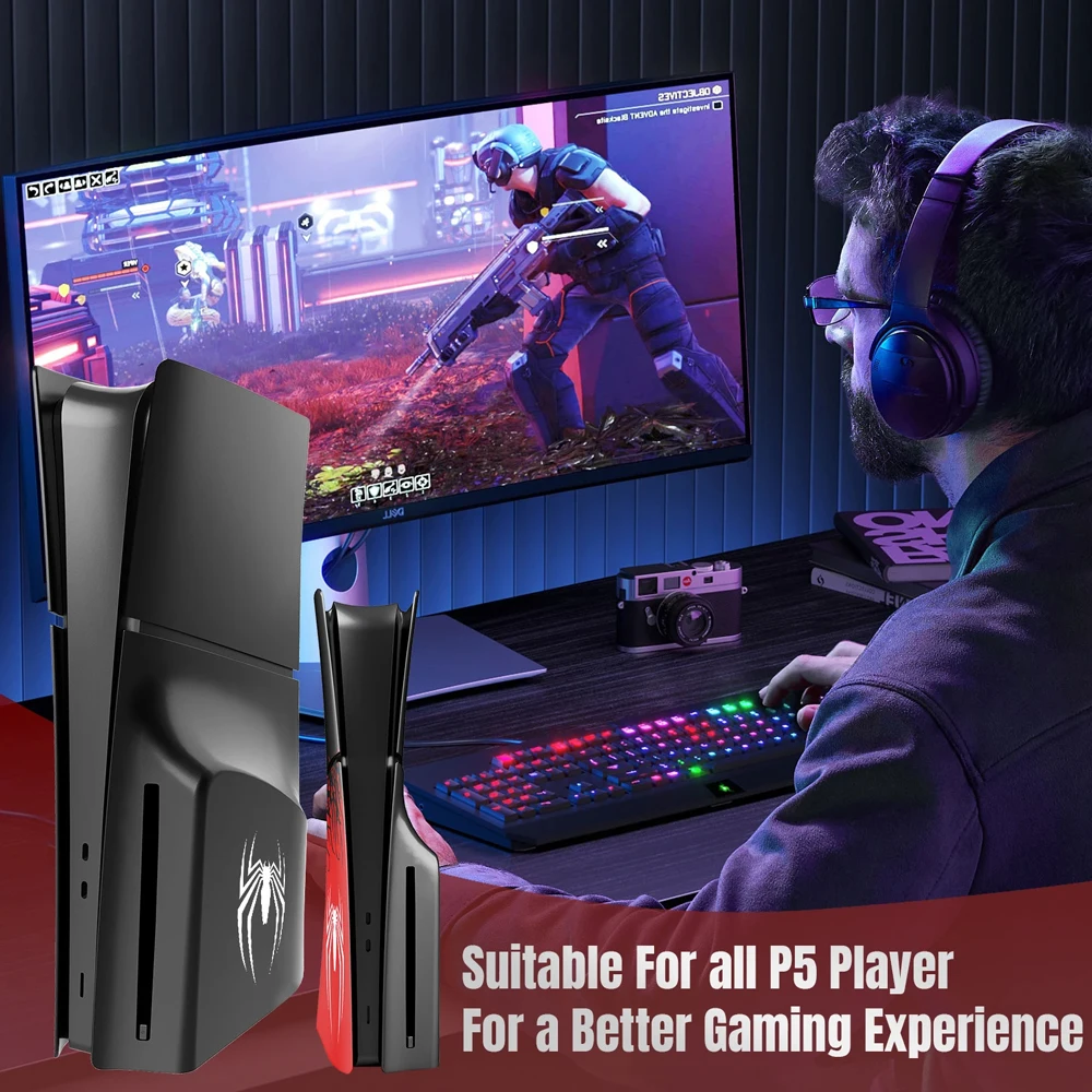 Accesorios de carcasa de repuesto ABS Premium para PS5, cubierta protectora delgada, placa frontal dura apta para Playstation 5 Slim Spider Version - imagen 2