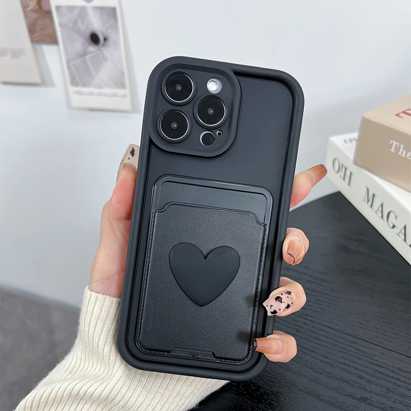 Bolsa para tarjetas con forma de corazón de amor 3D, funda con soporte para ranura para Xiaomi Poco X6 X5 X3 F5 F6 M6 X7 Pro Mi 14T 14 13T 13 12T 12 11 Lite 5G - imagen 5