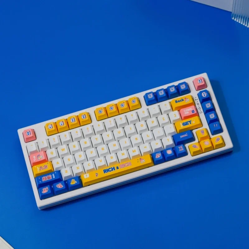 Riqueza de todas las direcciones, 150 teclas, teclas de perfil Cherry, sublimación de tinte PBT para teclado mecánico, accesorios personalizados para juegos