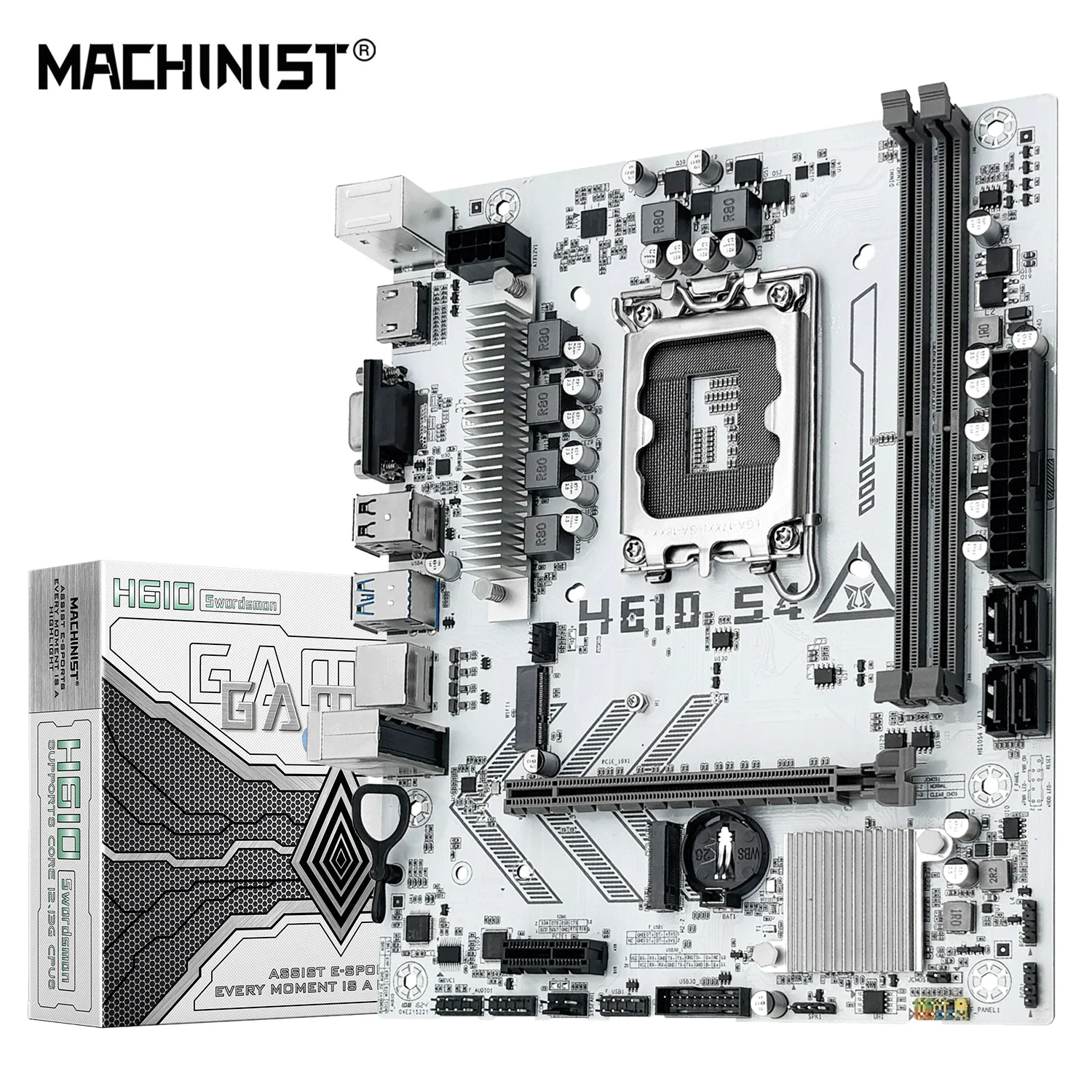 MACHINIST H610 S4 Placa base LGA 1700 compatible con Intel Core 12/13/14 generación I3, I5 CPU DDR4 RAM de escritorio NVME M.2 USB 3,0