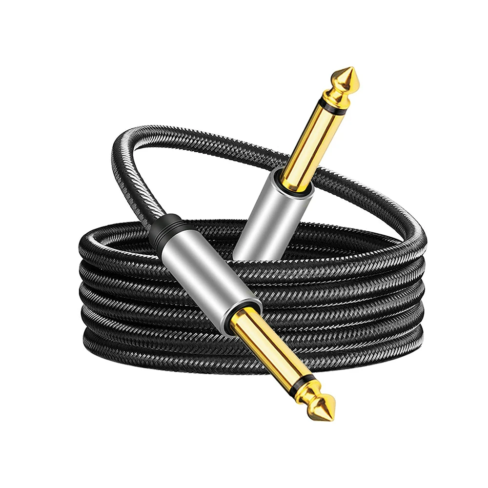 Cable de Audio macho-macho para auriculares, TS de 6,35 Conector Mono ", 1/4mm, trenza de nailon no equilibrada, amplificador de guitarra, mezclador de altavoz