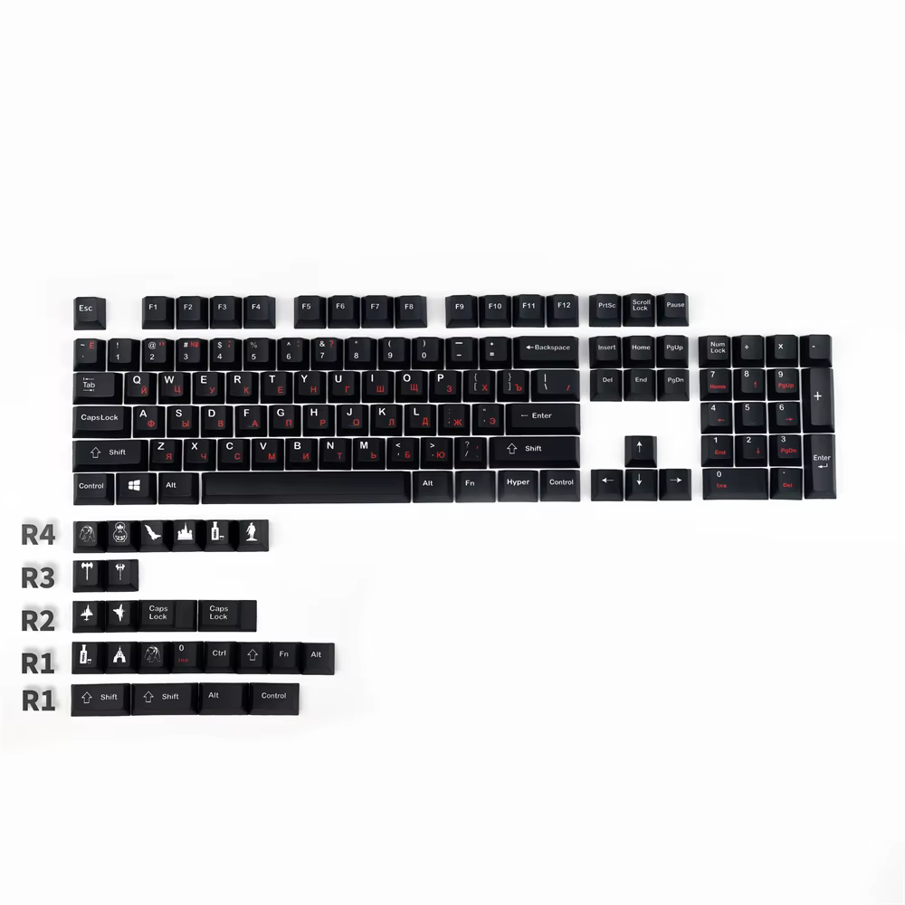 Teclas PBT negras perfil Cherry para MX Switch