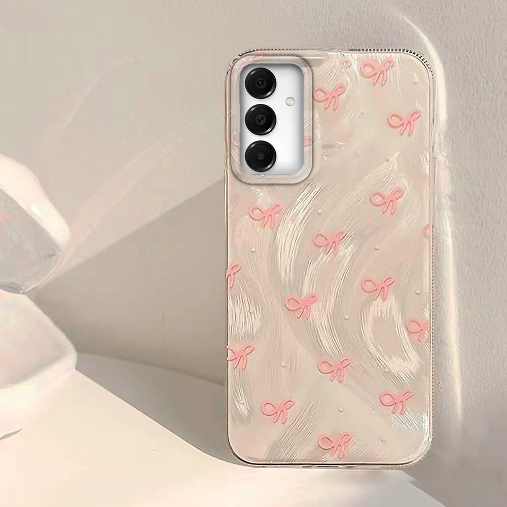 Funda Samsung Galaxy A55/A56 de silicona con lazo plateado vintage