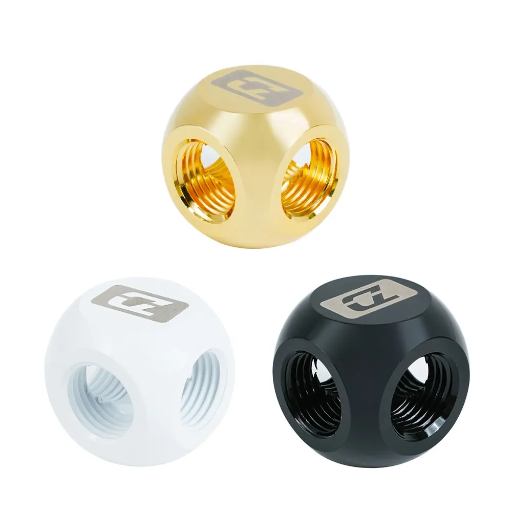 Liquidación de la marca CZ, refrigeración por agua de la caja de la computadora G1/4 "x4, accesorios de divisor cúbico de 4 vías, negro, blanco, dorado