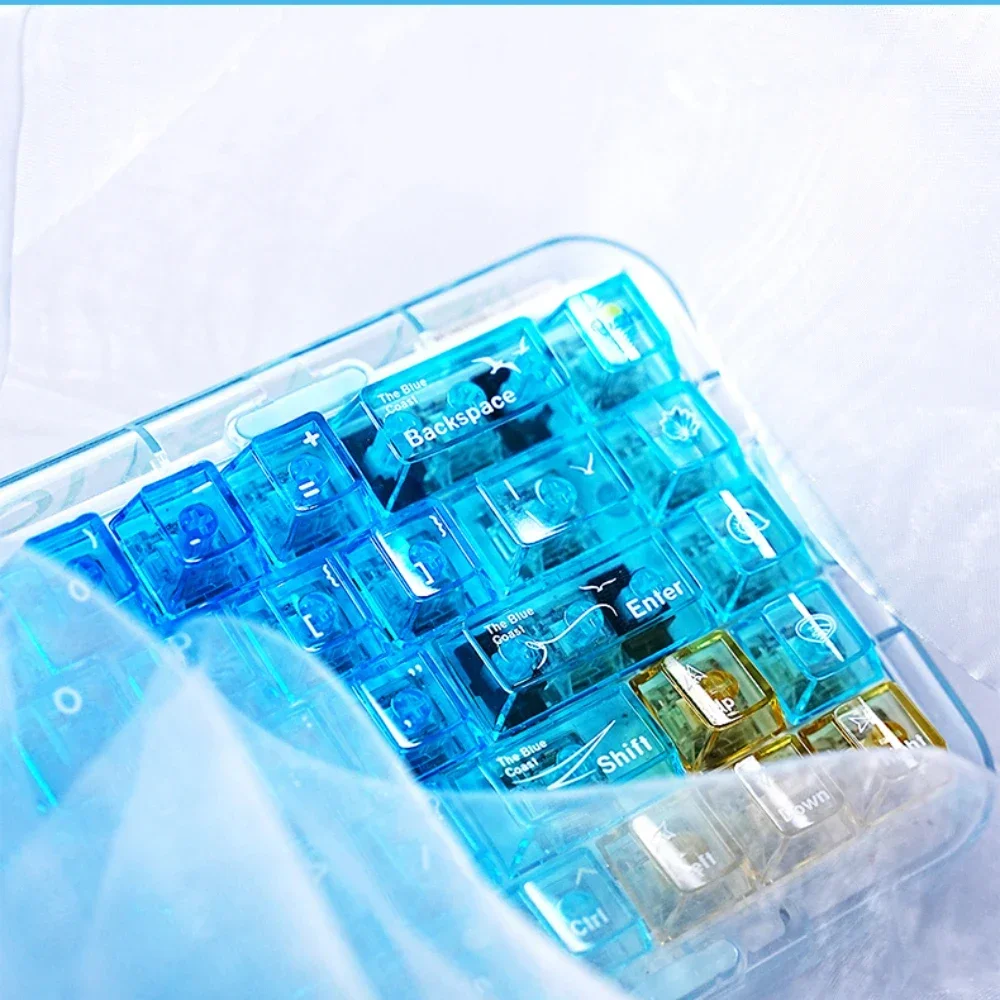 Tapa de tecla con tema de Costa Azul, 171 teclas, amarillo, azul, transparente, cereza, juego de teclas de Pc altamente transparente para jugadores MADLIONS - imagen 4