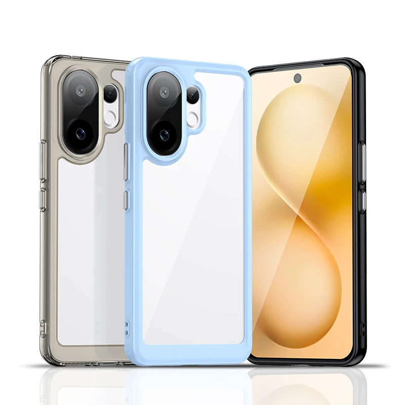For Vivo V60 Clear Case Vivo V60 Cover Coque Fundas Hard Translucent Soft Edge Shockproof Phone Bumper For Vivo V60
