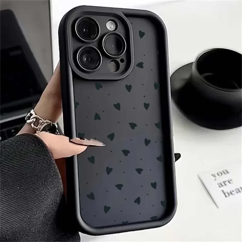 White Line Love Heart Case For IPhone 17 Air 17 Pro 16 15 14 13 12 PRO MAX 16E 15 14 Plus Cover Silicone Y2K Full Protection - imagen 5