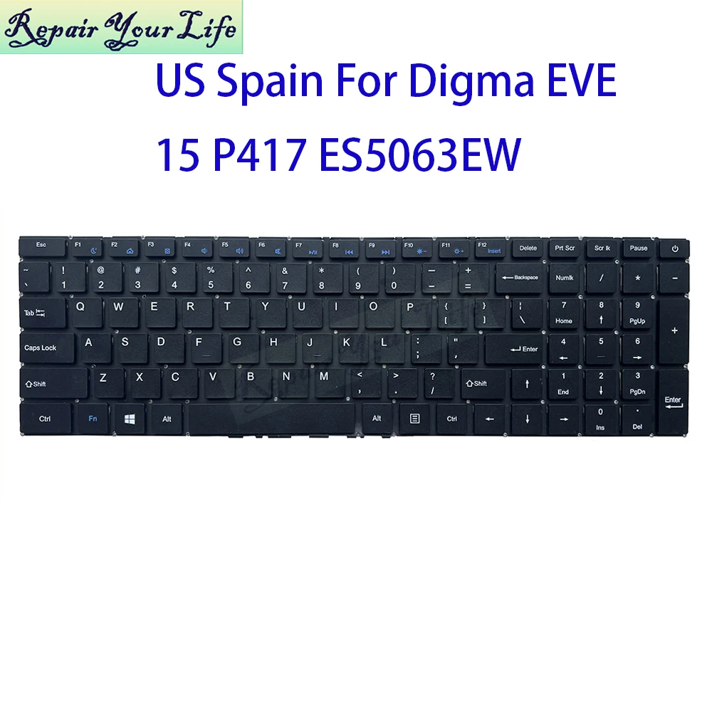 Teclado español de EE. UU. para Digma EVE 15 P417 ES5063EW P418 ES5064EW inglés ES España teclados para portátiles/Teclado YX-5530 W20211011