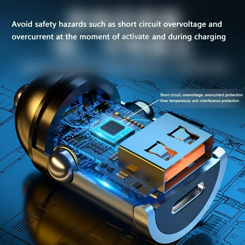 Nuevo cargador USB para coche con anillo de tracción, carga rápida, Mini cargador de coche multifunción con carga Flash oculta de 66W para iPhone, Xiaomi, Huawei - imagen 4