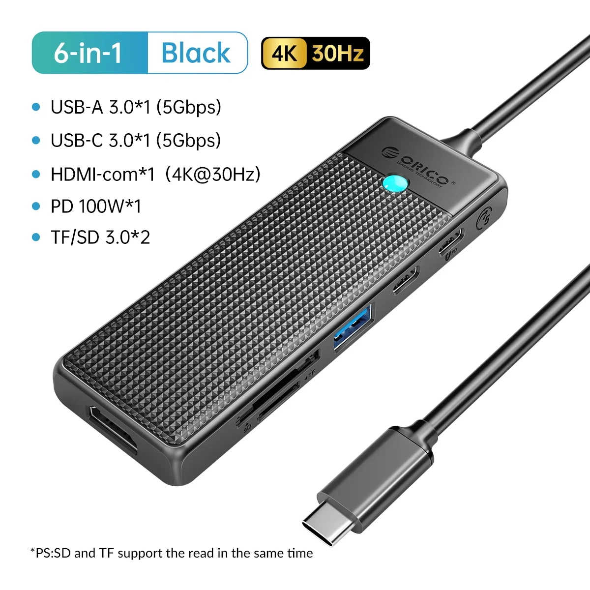 6-IN-1 USB A C SD TF