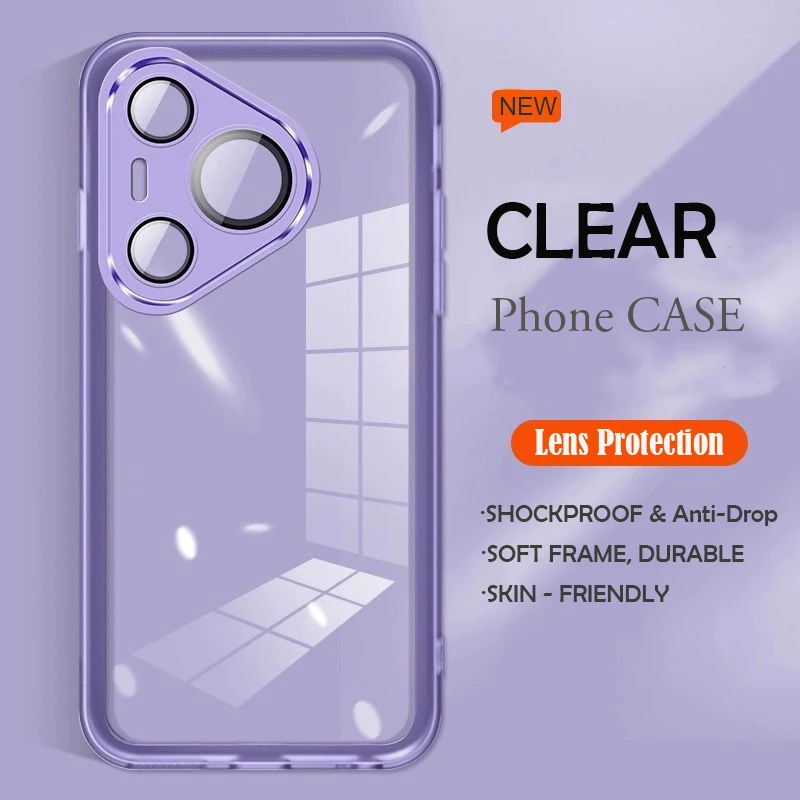Funda transparente ultrafina para Huawei Puro 70 Pro + Puro 70 Ultra Puro70, protección de cámara de lente completa, cubierta trasera de teléfono - imagen 2