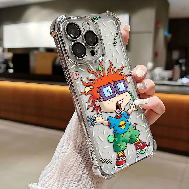 Funda chapada divertida de dibujos animados para r-rugrats iPhone 16 15 14 13 12 11 Pro Max X XR XSMax 7 8 Plus funda trasera anticaída Airabag - imagen 5