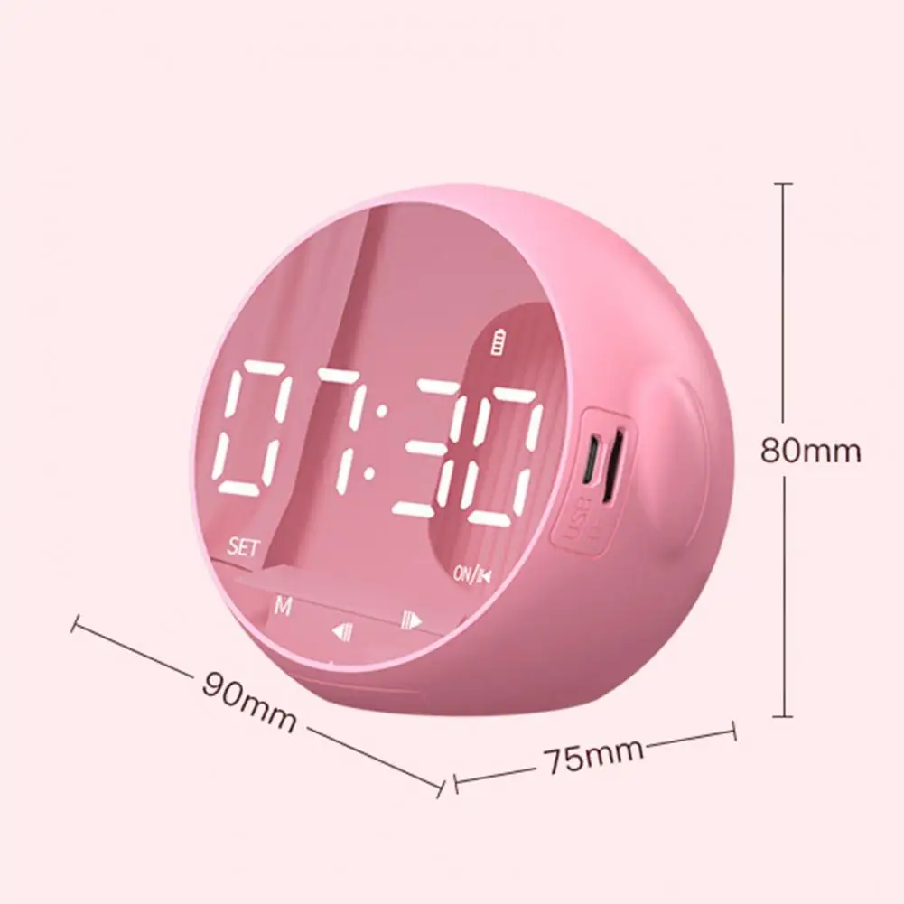 Altavoz multifuncional con superficie de espejo para estudiantes, minialtavoz inalámbrico portátil, reloj despertador con diseño de superficie de espejo, compatible con Bluetooth - imagen 3