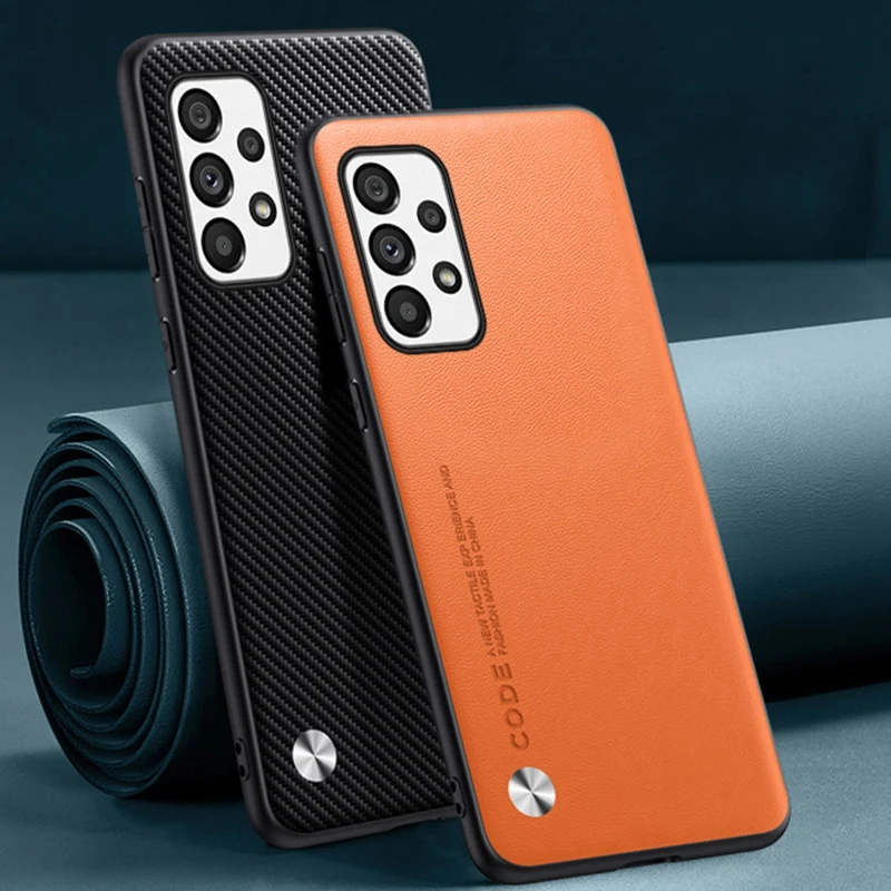 Funda de cuero PU de lujo para Samsung Galaxy A13 4G A23 A33 A53 A73 5G, funda trasera de silicona mate a prueba de golpes, funda protectora para teléfono - imagen 3