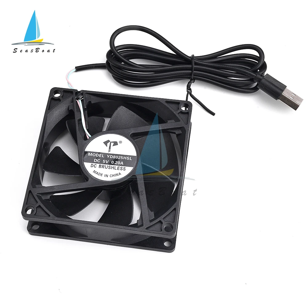 Ventilador de refrigeración sin escobillas para ordenador, Enfriador de plástico negro, interfaz USB, 8025/9225/12025 DC 5V - imagen 4