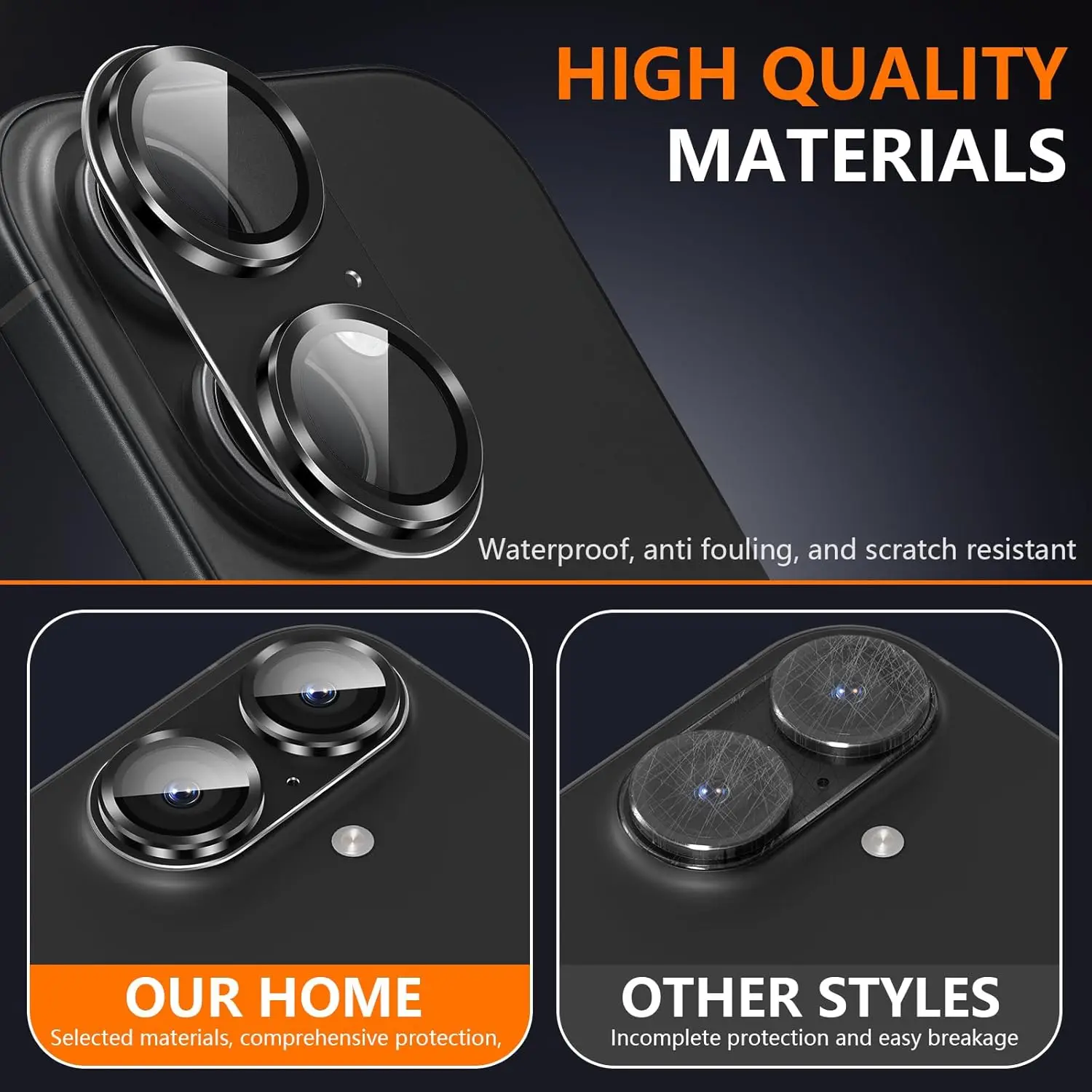 Cubierta protectora de lente de cámara de cristal metálico para iPhone 16e 16 E 15 Pro Max 14 Plus 13 Mini iPhone16 iPhone16e 16Plus película protectora - imagen 3