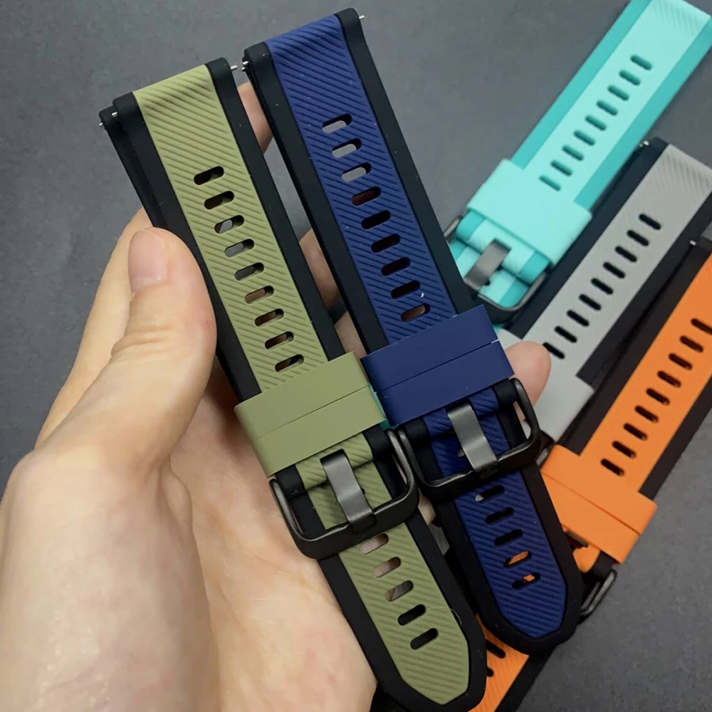 Correa de silicona para reloj inteligente AMAZFIT BALANCE2/BIP 6 5/GTR, pulsera de repuesto para Samsung Galaxy Watch3, correa deportiva de 45mm y 46mm, 22mm - imagen 4