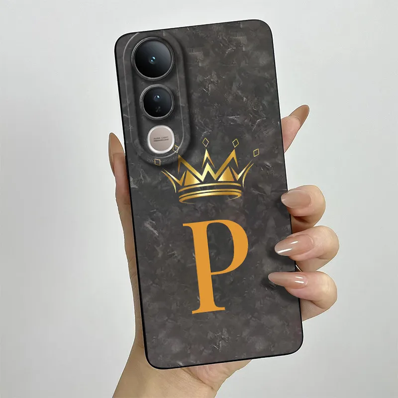 Para Vivo V50 Lite funda V2441 moda corona letras teléfono Shell suave silicona líquida contraportada protección completa parachoques a prueba de golpes - imagen 5