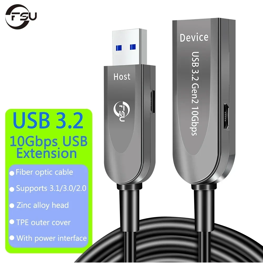 Cable de extensión USB FSU, cable de extensión USB 3,2 3,0, alta transferencia de datos para cámara web, teclado USB, unidad Flash, impresora de disco duro - imagen 2