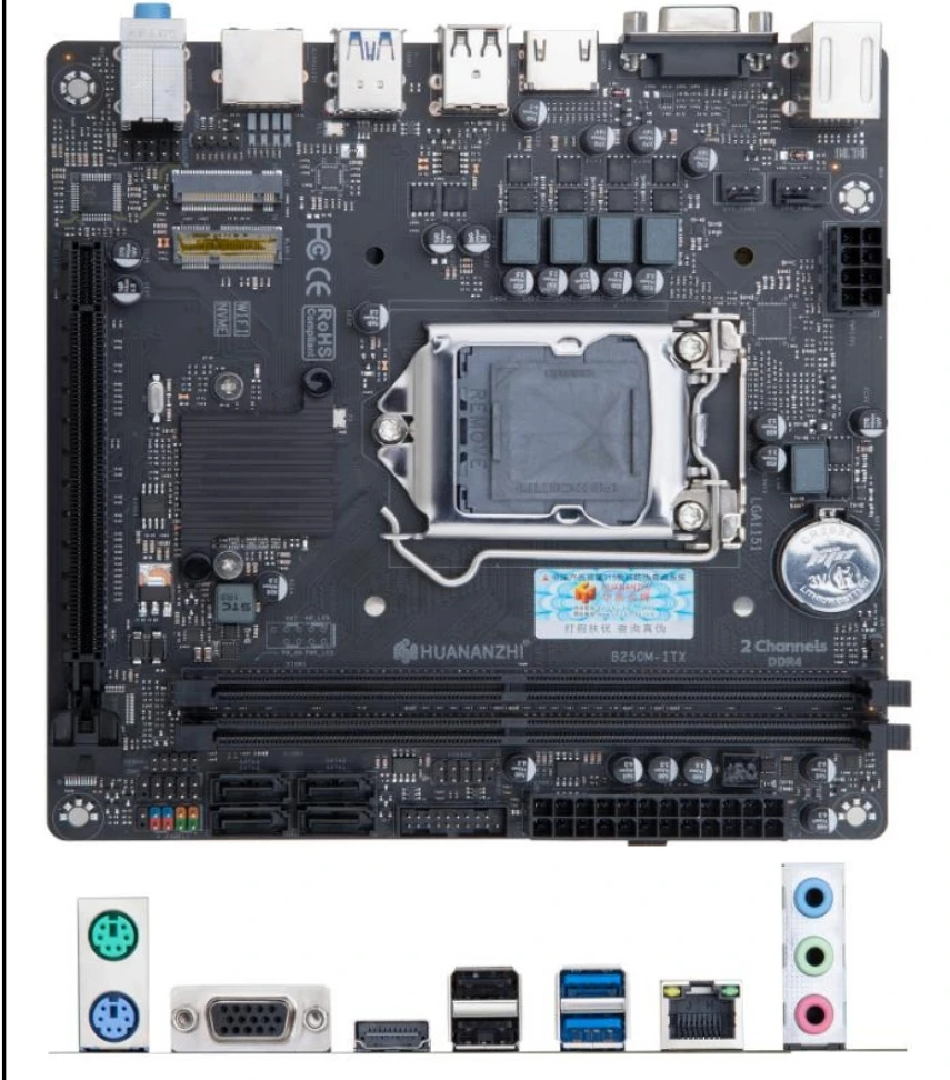 Placa base HUANANZHI B85-ITX compatible con procesadores LGA1150 de 4. a generación 2 * DDR3 Max compatible con tarjetas de red Gigabit duales de 16GB - imagen 5