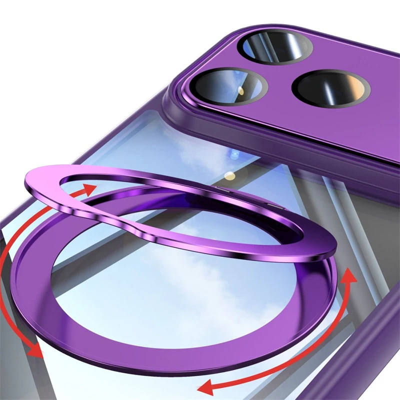 Funda magnética Magsafe con soporte de anillo de Metal para IPhone 17 Air 16 E 14 13 15 Pro Max Plus 17Pro 16E IPones Mac funda de teléfono con soporte seguro - imagen 4