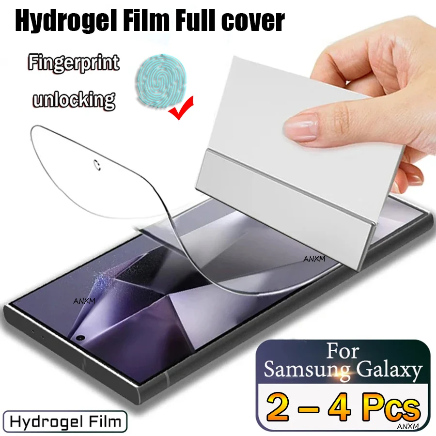 Película de hidrogel para Samsung Galaxy S24 S23 S22 S21 S20 Ultra Plus FE, Protector de pantalla Samsung Note 20 10 9 8 Plus, 2-4 Uds.