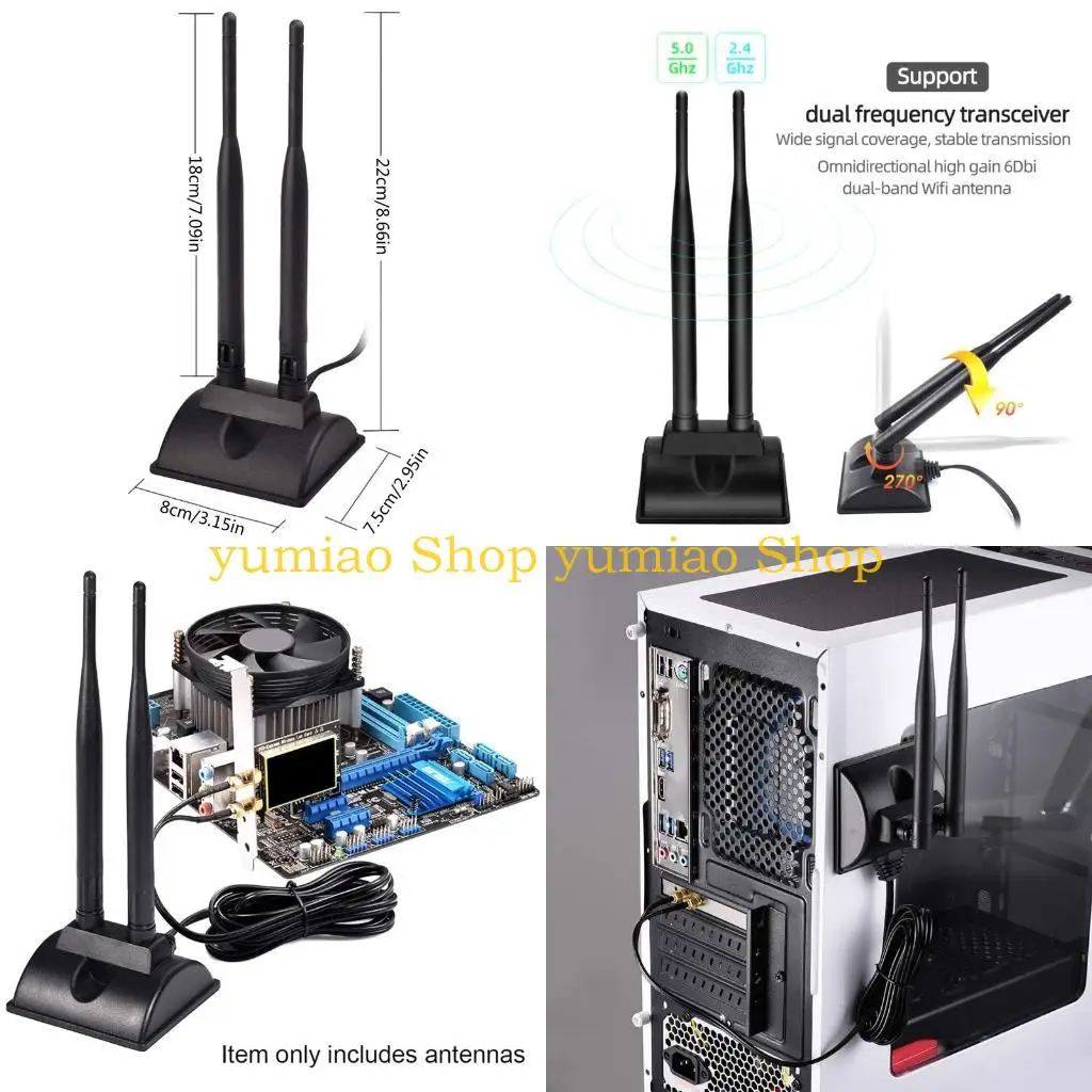 587B 2.4GHz 5GHz Antena doble banda PCI-E Wifi Red Red Router Adapter