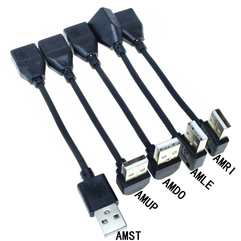 USB 2,0 macho a hembra 90 Cable adaptador de extensión en ángulo USB 2,0 Cable adaptador derecho/izquierdo/abajo/arriba gran oferta de alta calidad - imagen 5