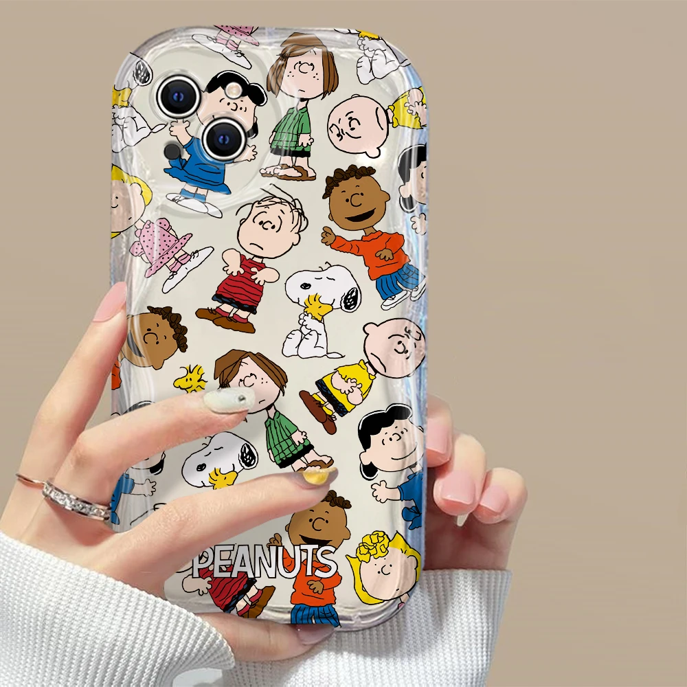 Funda bonita de Anime Snoopys 3D Wave para iPhone 15 14 13 12 11 Pro Max Mini X XR XSMAX 8 7 6S Plus, funda de silicona suave - imagen 2