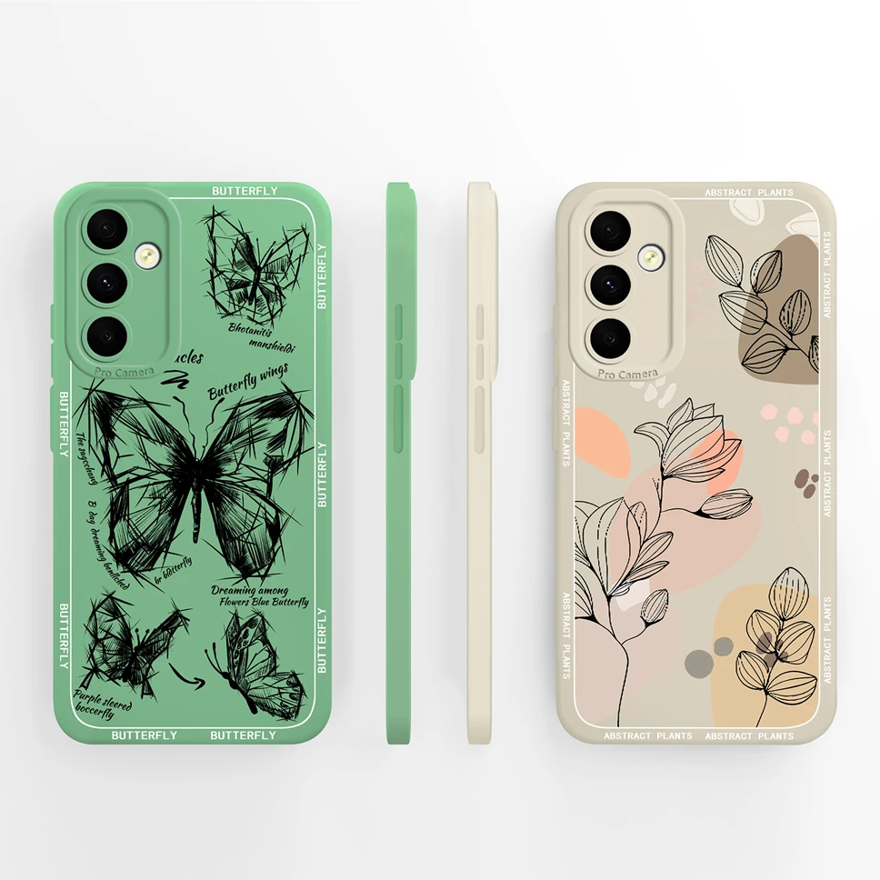 Para Samsung Galaxy A34 A33 A32 Funda de teléfono plantas simples carcasa anticaída para GalaxyA34 A 33 32 Funda de silicona líquida suave y lisa