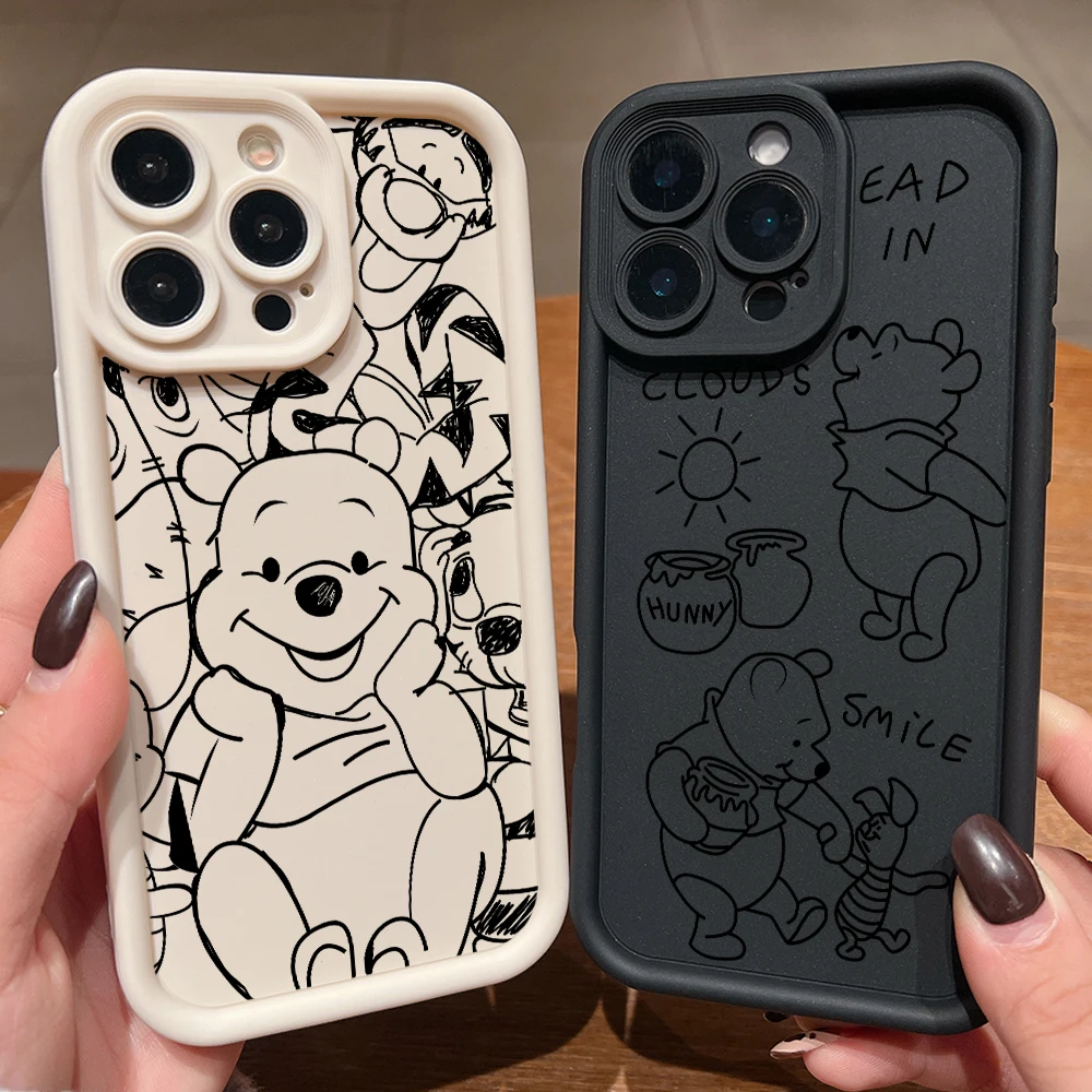 Funda de teléfono Pooh Bear Lines para Google Pixel 9 8 8A 7 7A Pro XL 5G TPU suave Funda a prueba de golpes - imagen 4