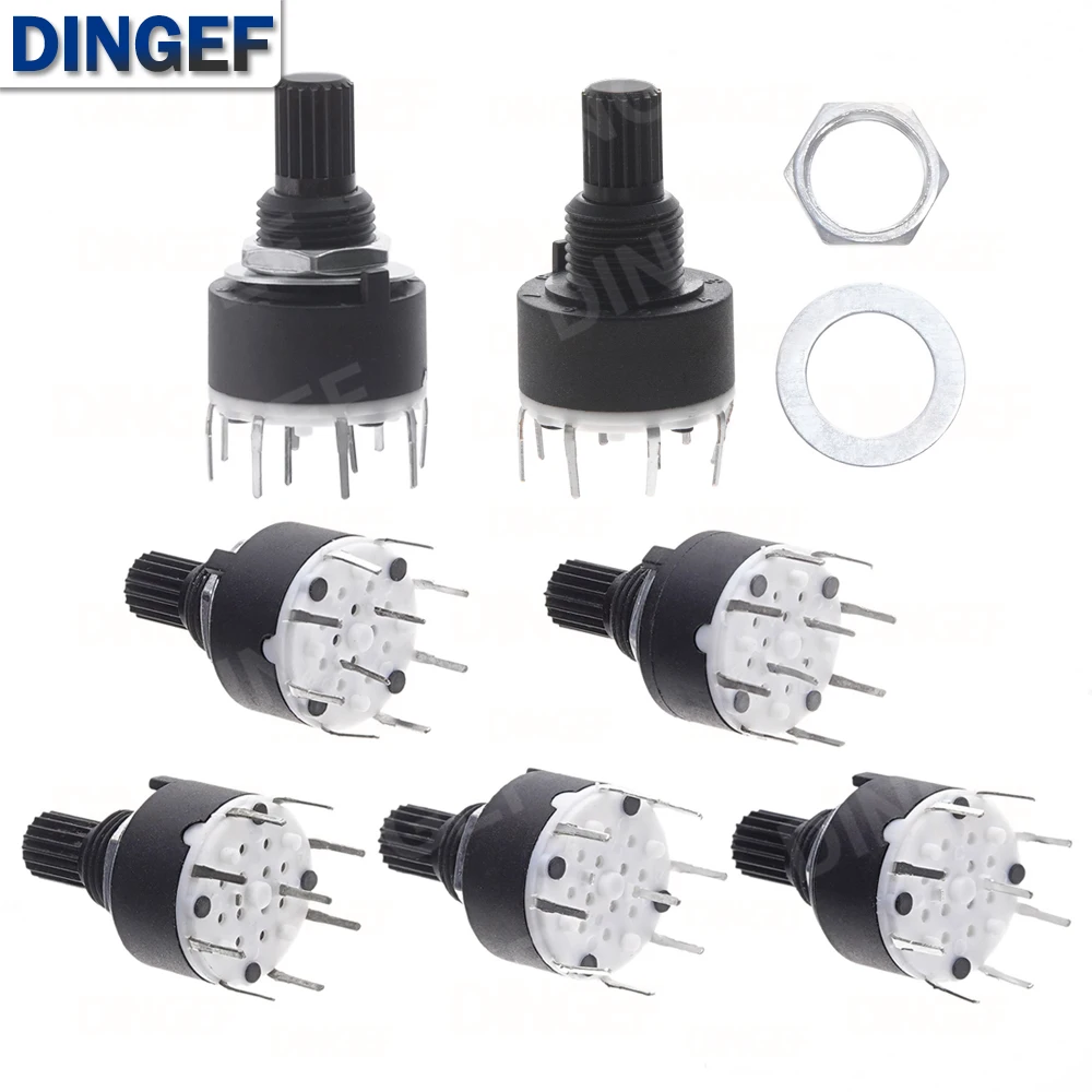 1 Uds 1/2 polos 3/4/5/6/8 posiciones RS16 16mm interruptor de banda giratoria 16MM DC60V 0.3A 15mm eje flor interruptor redondo