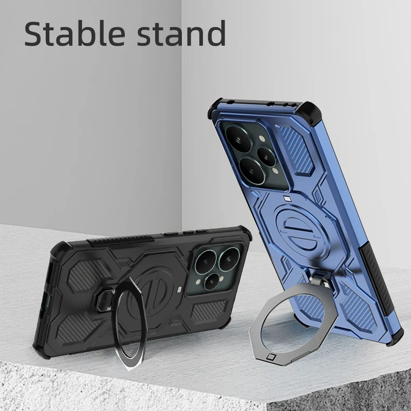 Funda de teléfono con soporte de Metal para Realme 15 Pro 5G, hoja magnética de hierro para Realme 15 5G, soporte Global чехол, Funda trasera - imagen 3