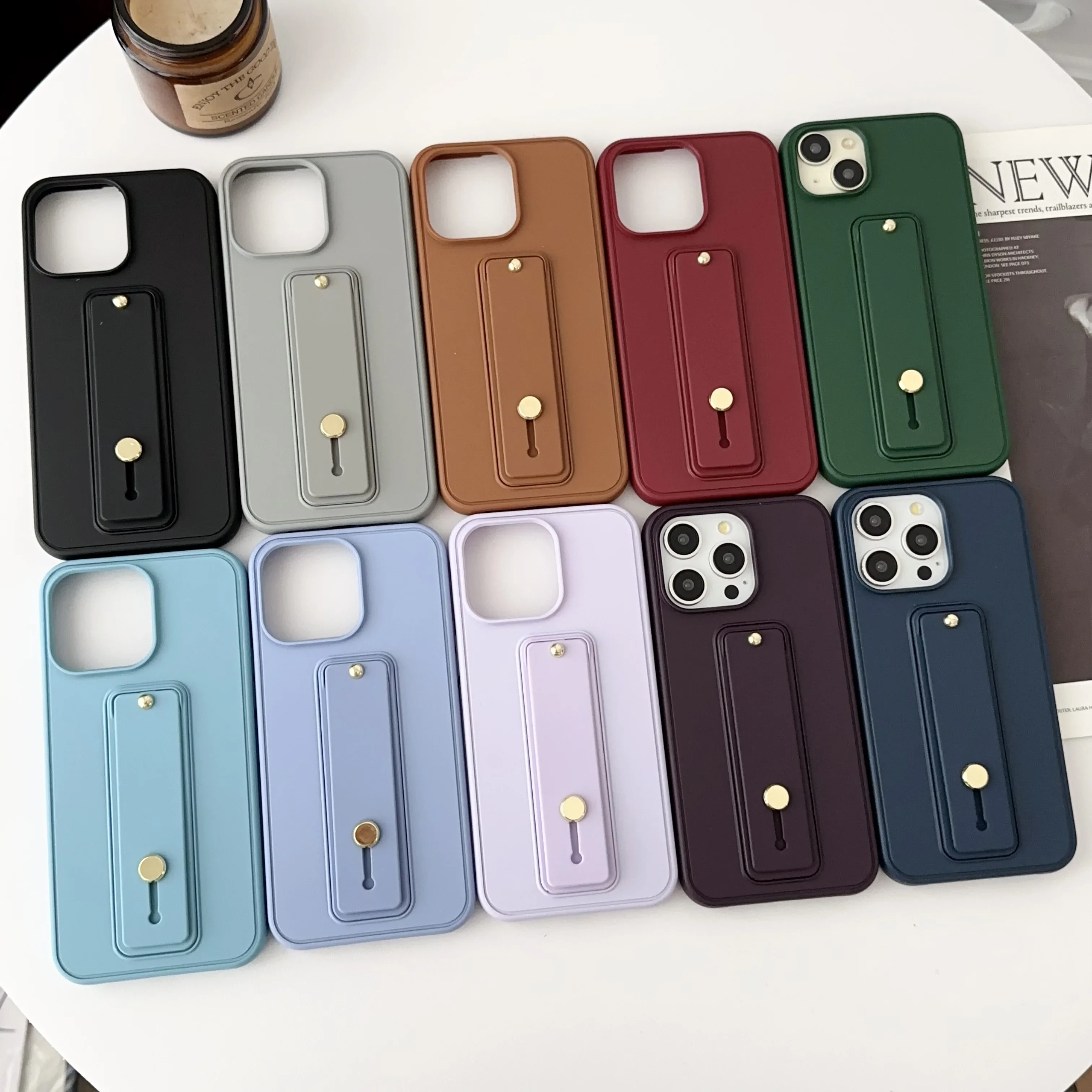 Funda de cuero con pulsera invisible de lujo para iPhone 16 Pro Max 15 Plus 14 13 12 11 XS XR X SE2022 cubierta con sensación de piel con soporte - imagen 3